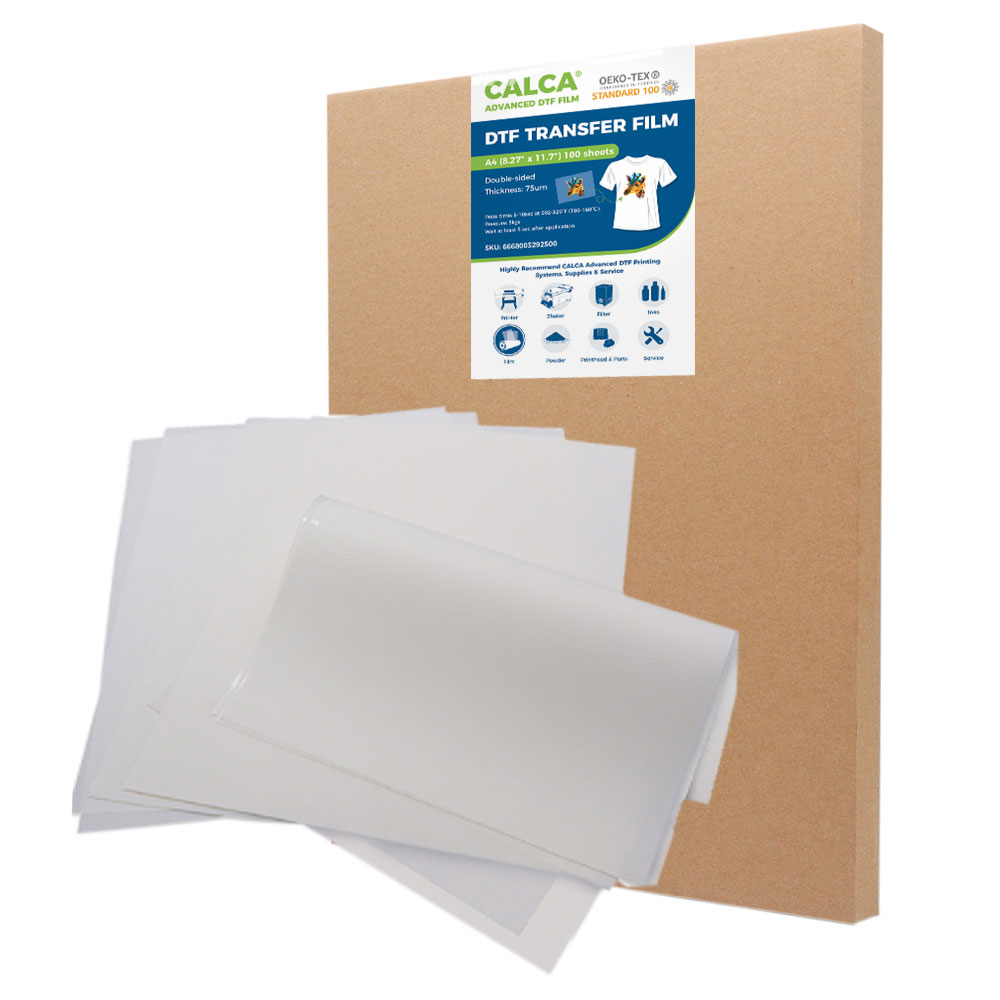 CALCA Pro2 A4 8.27in x 11.7in / 21cm x 29.7cm DTF Transfer Film - Double Sided,Instant & Easy Peel- 100 Sheets / pack