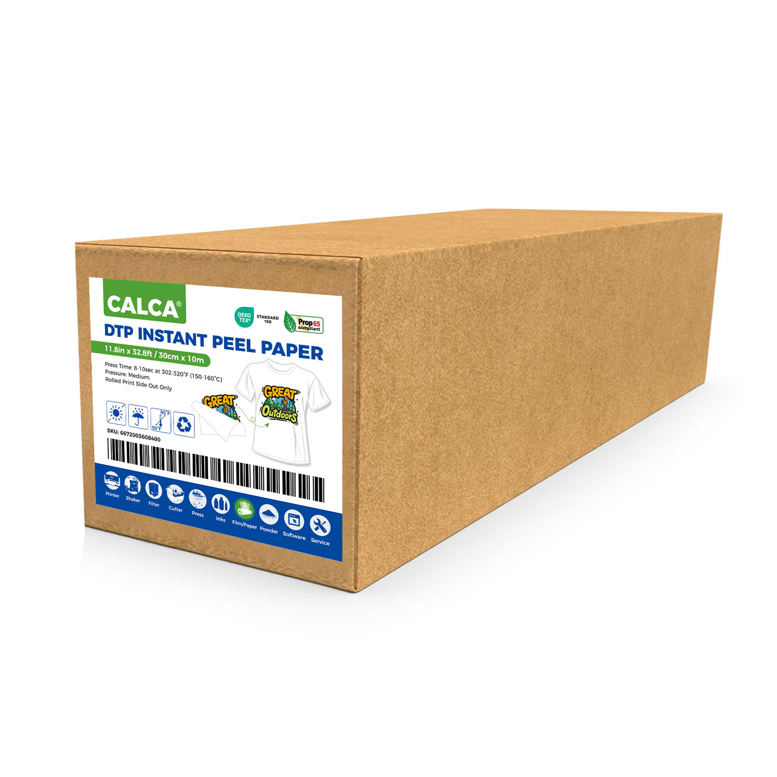 CALCA 11.8in x 32.8ft/30cm x 10m DTF Hot Peel Transfer Paper Premium Roll