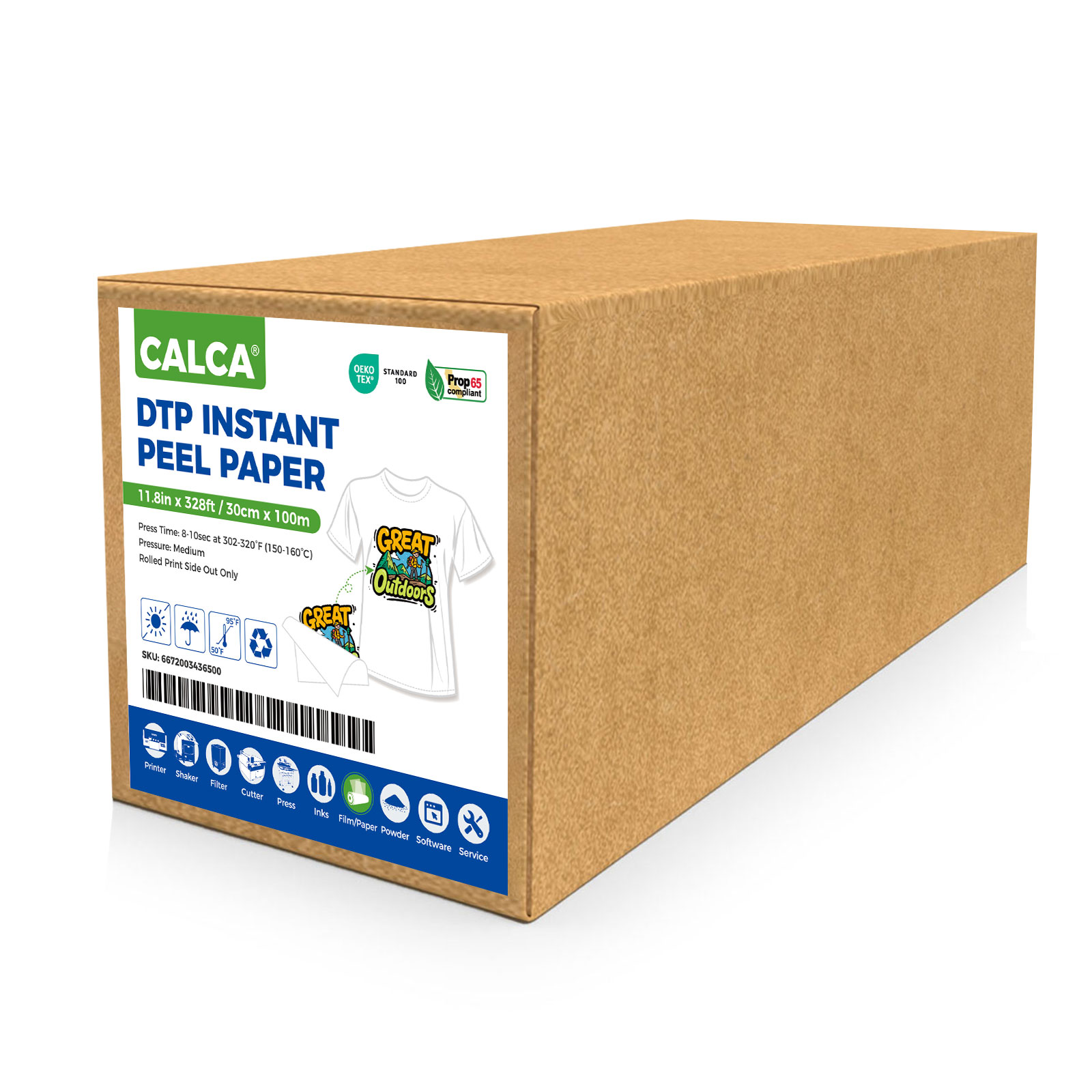 CALCA 11.8in x 328ft/30cm x 100m DTF Hot Peel Transfer Paper Premium Roll