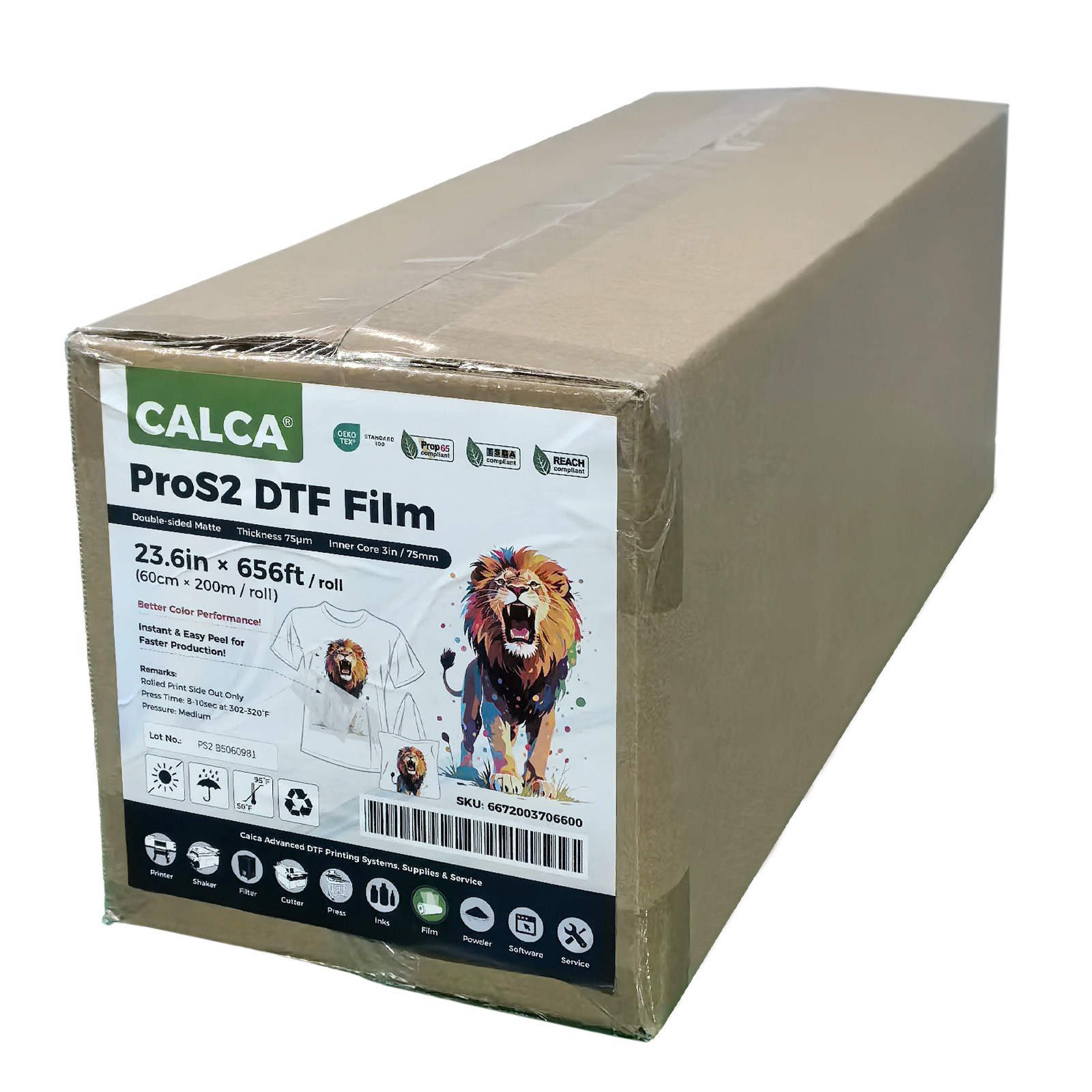 CALCA ProS2 Instant Hot Peel 23.6in x 656ft / 60cm x 200m DTF Transfer Film, Double sided
