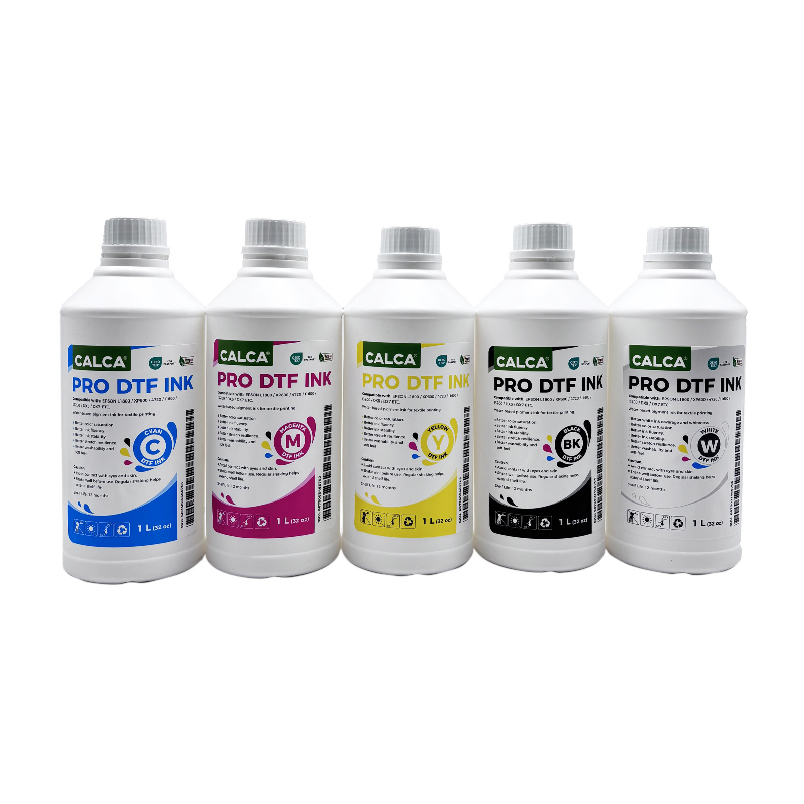 CALCA PRO Water-Based DTF Ink for Epson Printheads - 32 oz, Bottle of 1L